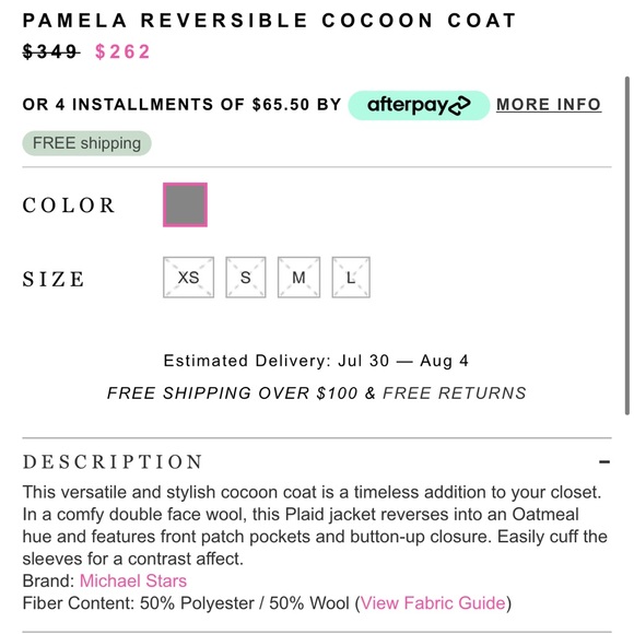 Michael Stars Reversible Cocoon Coat - Picture 6 of 11